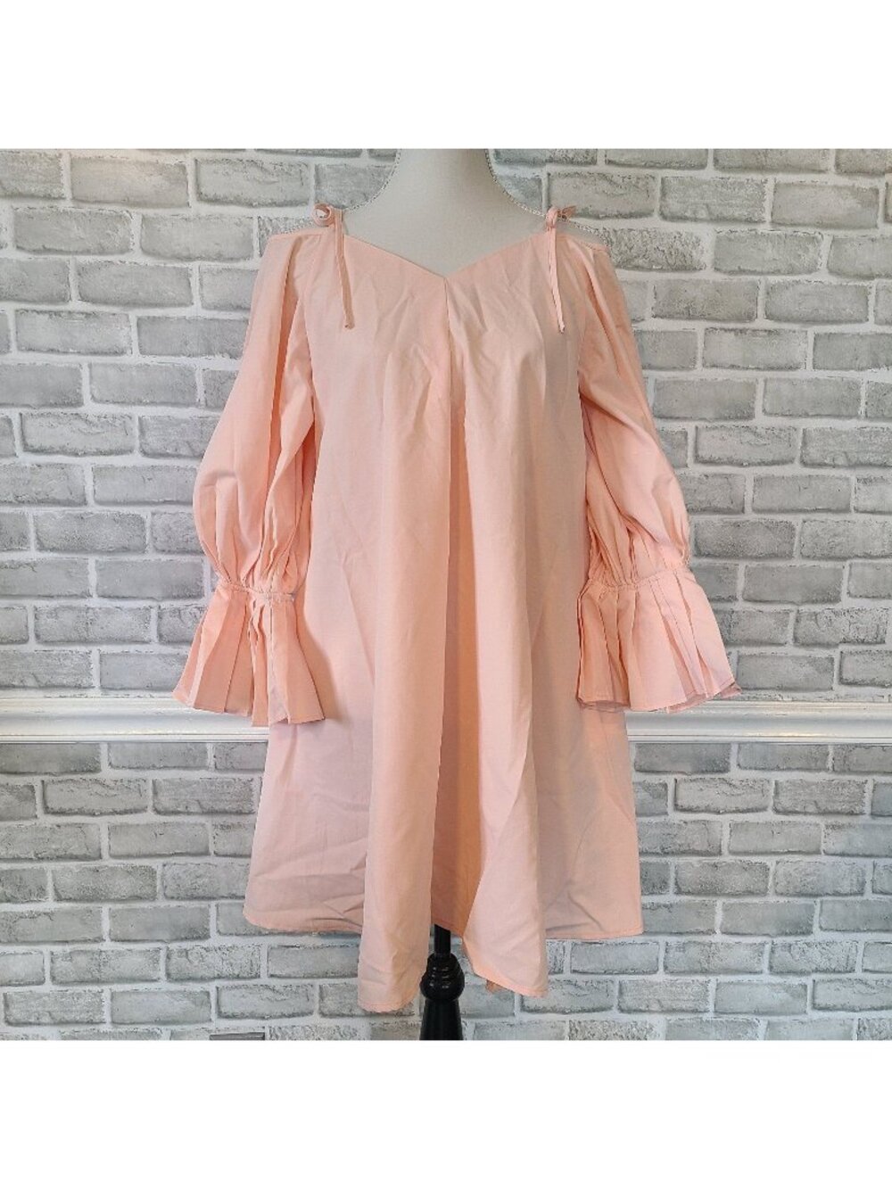 NWT Mulla Muted Pink Cotton Poet Sleeve Midi Dress Renaissance Fairy Selkie